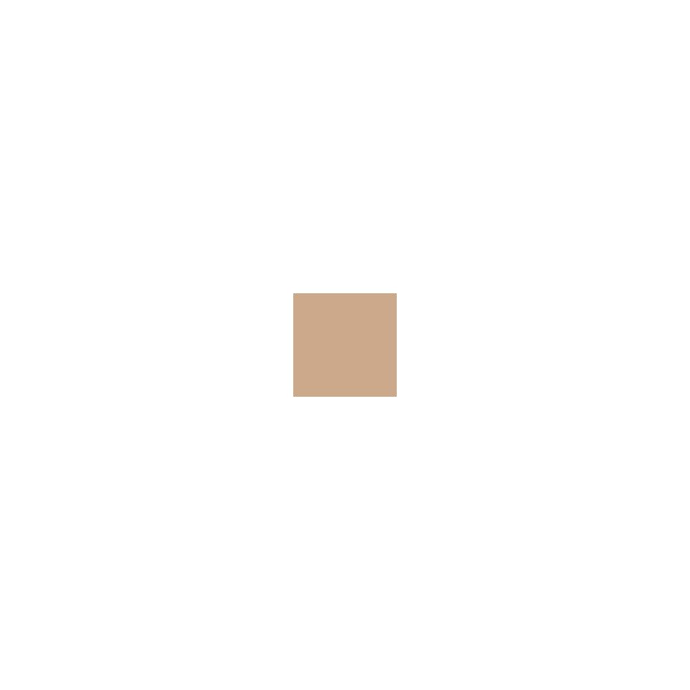 Quadratische, beige Farbprobe auf weißem Hintergrund.