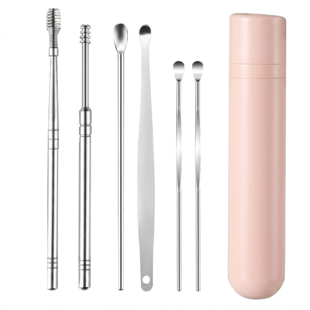 Edelstahl Ohrenreiniger Set 6 teilig, wiederverwendbar & rostfrei, für die tägliche Pflege 1 Pc Ohrreiniger