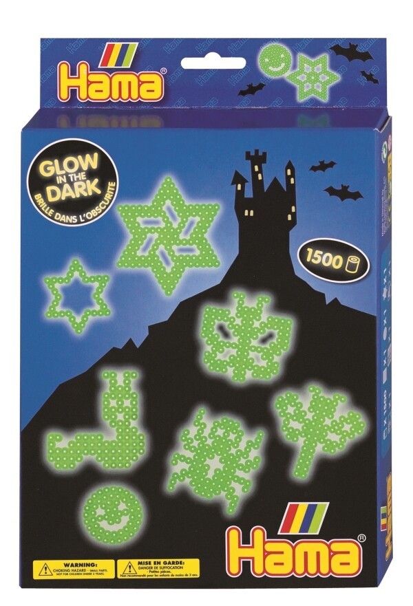 Hama Perlen 3414 Geschenkset Nachtleuchtend, 1.500 midi-Leuchtperlen & Zubeh?r