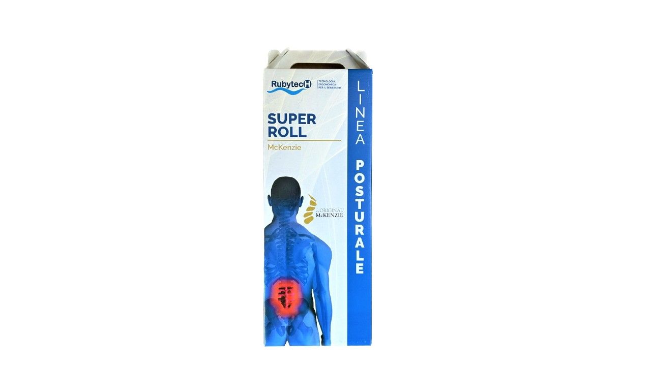 Confezione per un cuscino. La confezione mostra "Super Roll" e "Linea Posturale".