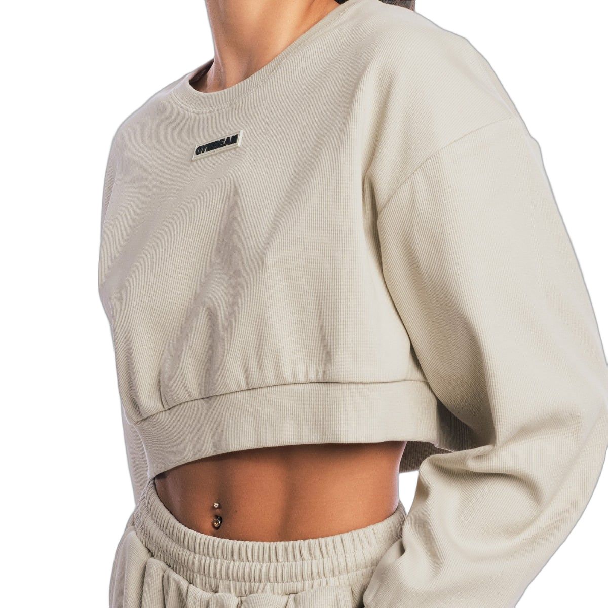 GymBeam Sweatshirt Damen Cropped Oversized ohne Kapuze Aura Grey