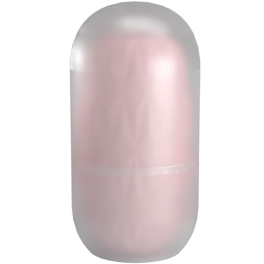 Rosa Masturbator in transparenter Hülle. Zylindrische Form. Geschlossene Verpackung.