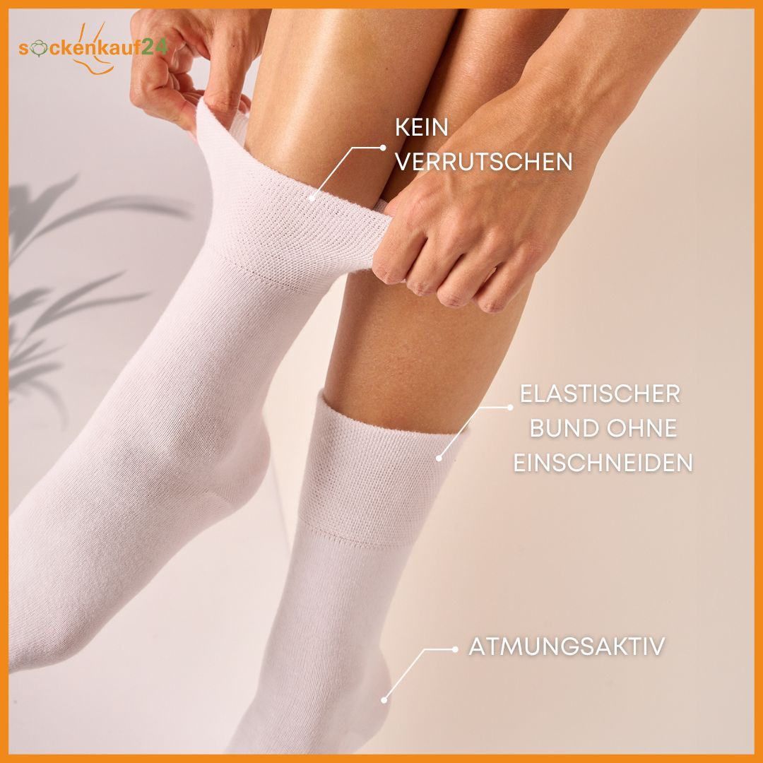 Diabetiker Socken mit Komfortbund und ohne Naht aus 97% Baumwolle für Damen und Herren