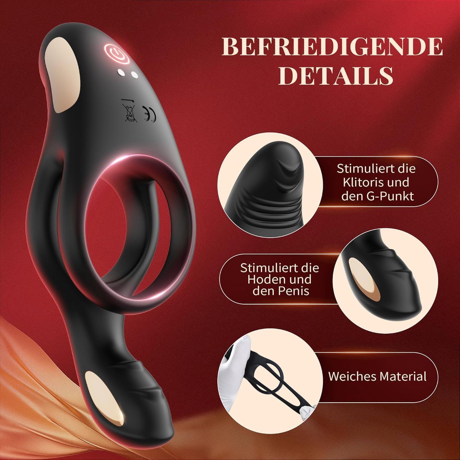 Tagnaff Penisring Vibrator Spielzeug für die Paare Klitoris