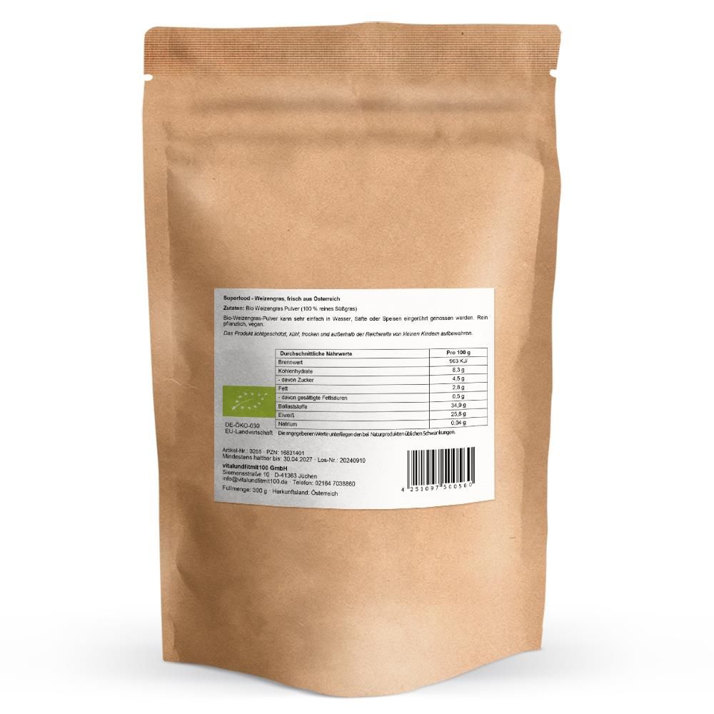 vitalundfitmit100® Bio Weizengras Pulver