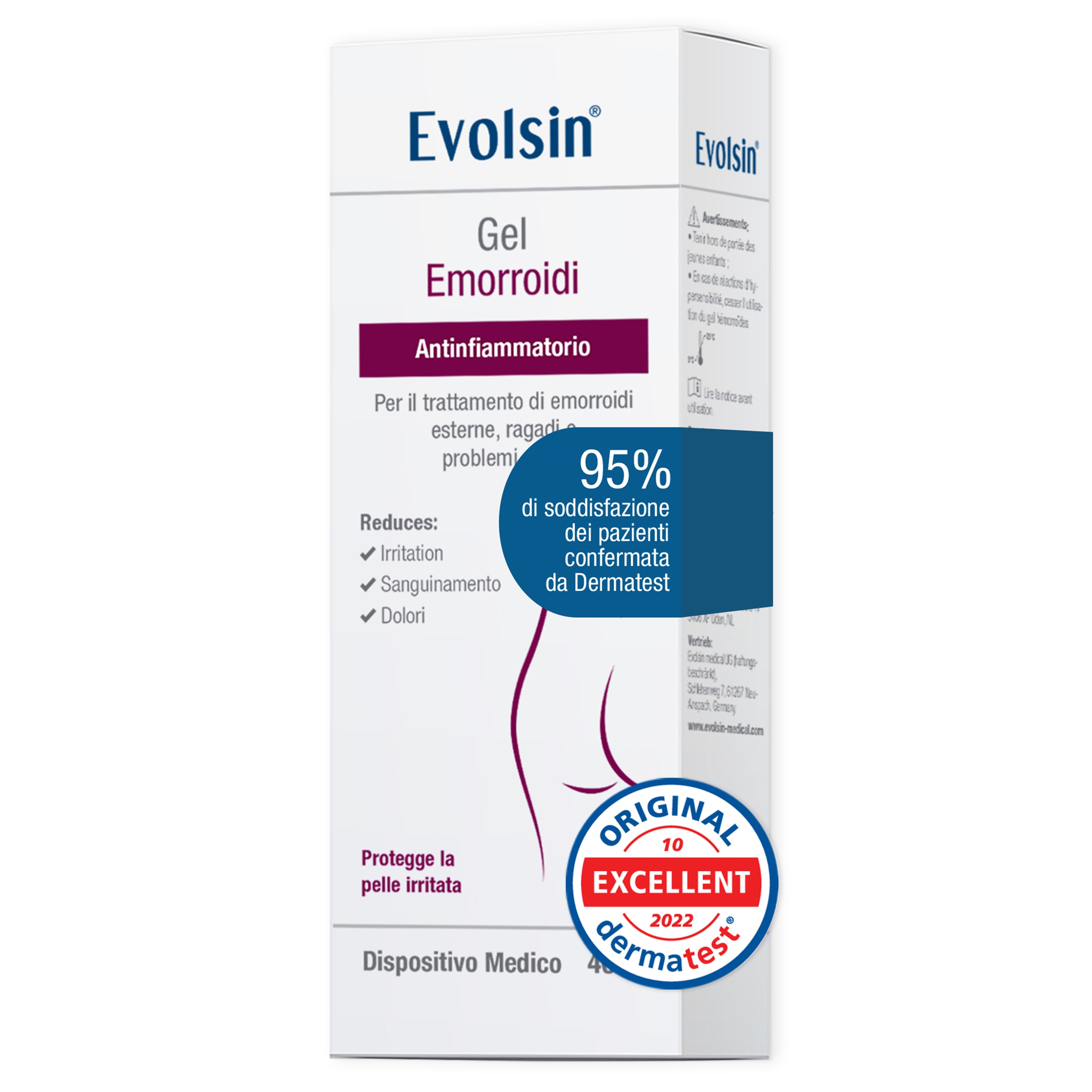 Evolsin® emorroidi gel - contro bruciore, dolore, sanguinamento e prurito - pomata antinfiammatori