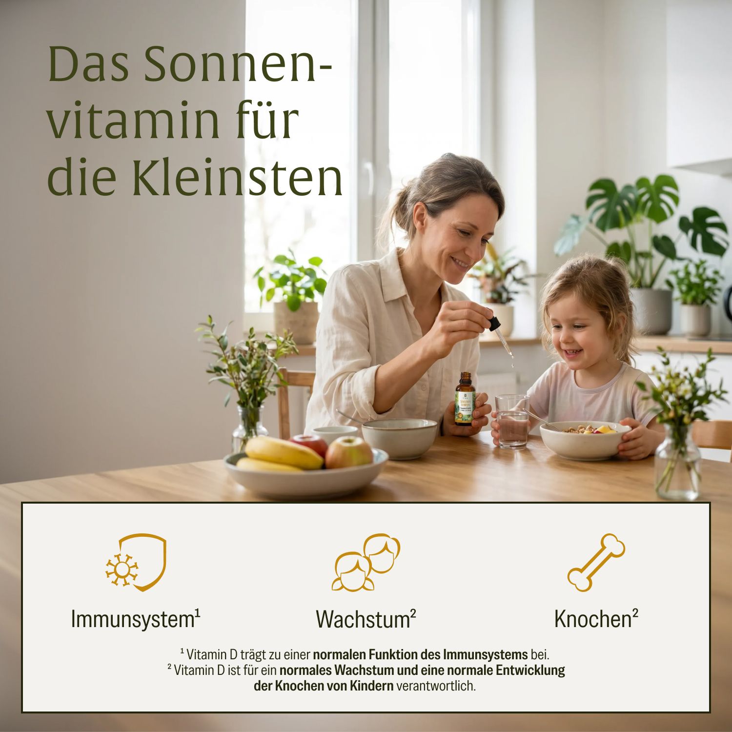 Sonnenknirps Vitamin D3 & K2 für Kinder: vegan, einfache Einnahme, 300 Tropfen Vorrat.