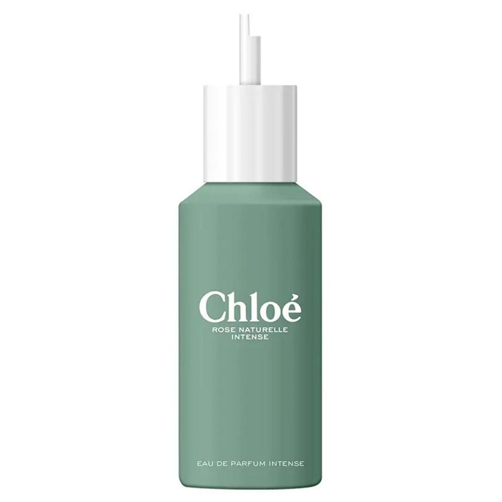 Grüner Flakon. Aufschrift: Chloé Rose Naturelle Intense. Eau de Parfum Intense. Nachfüllbar.