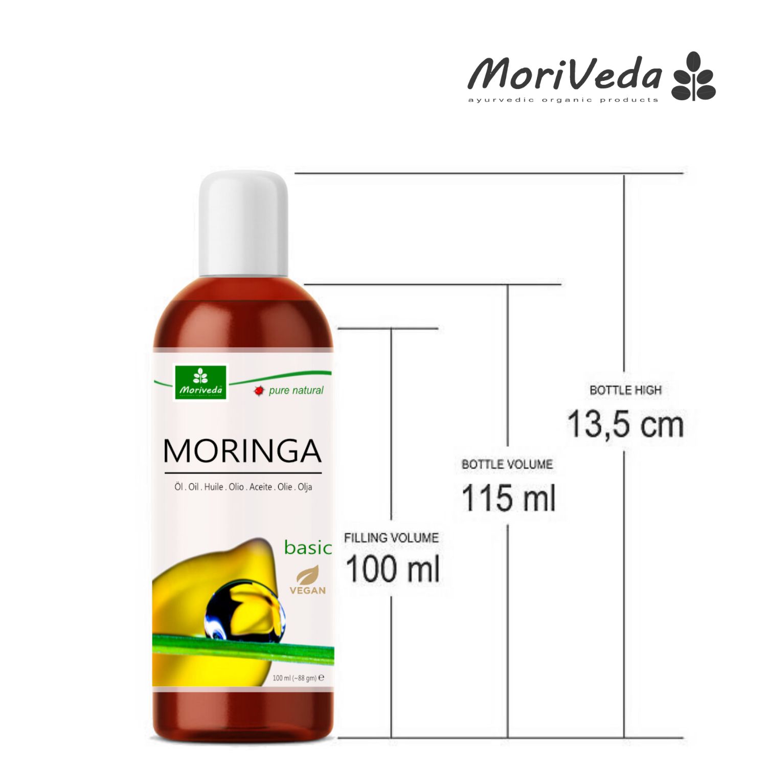 Moriveda Moringa Öl Basic – Kaltpressung aus Oleifera Samen & Schoten, naturrein
