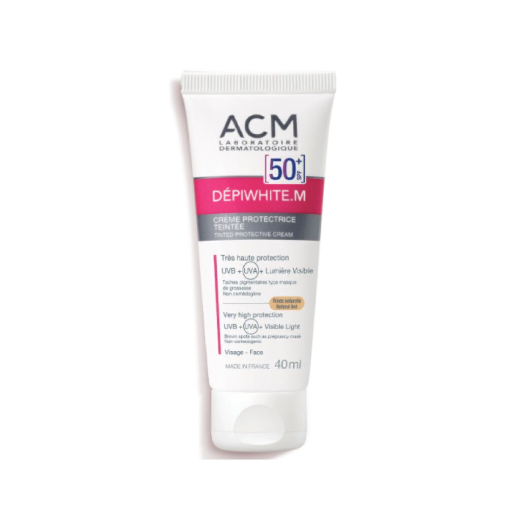 ACM Depiwhite M getönte Schutzcreme SPF 50+ 40ml, Vorderansicht.