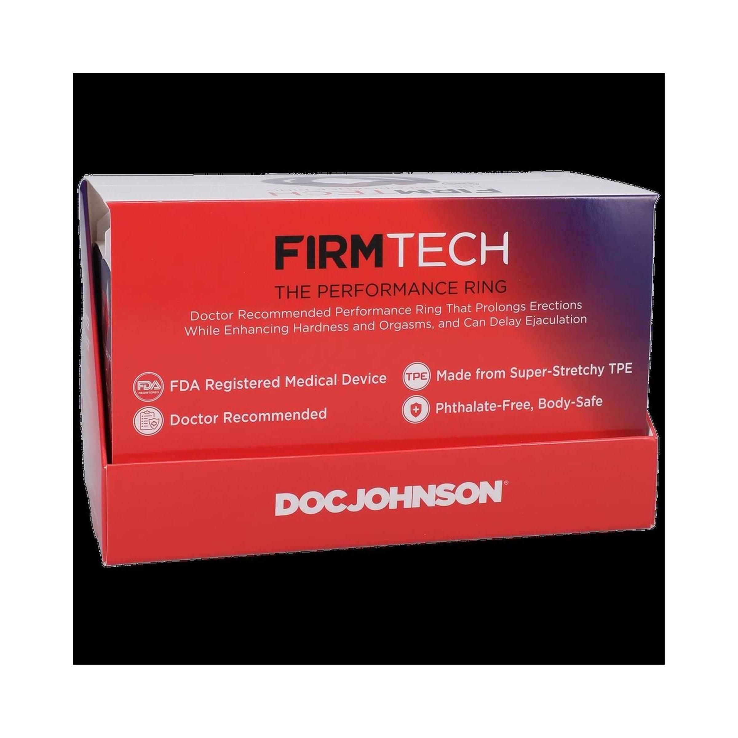 Verpackung mit Performance Ring. Text: FIRMTECH, THE PERFORMANCE RING, DOC JOHNSON, FDA-Siegel, Informationen zur Wirkung.