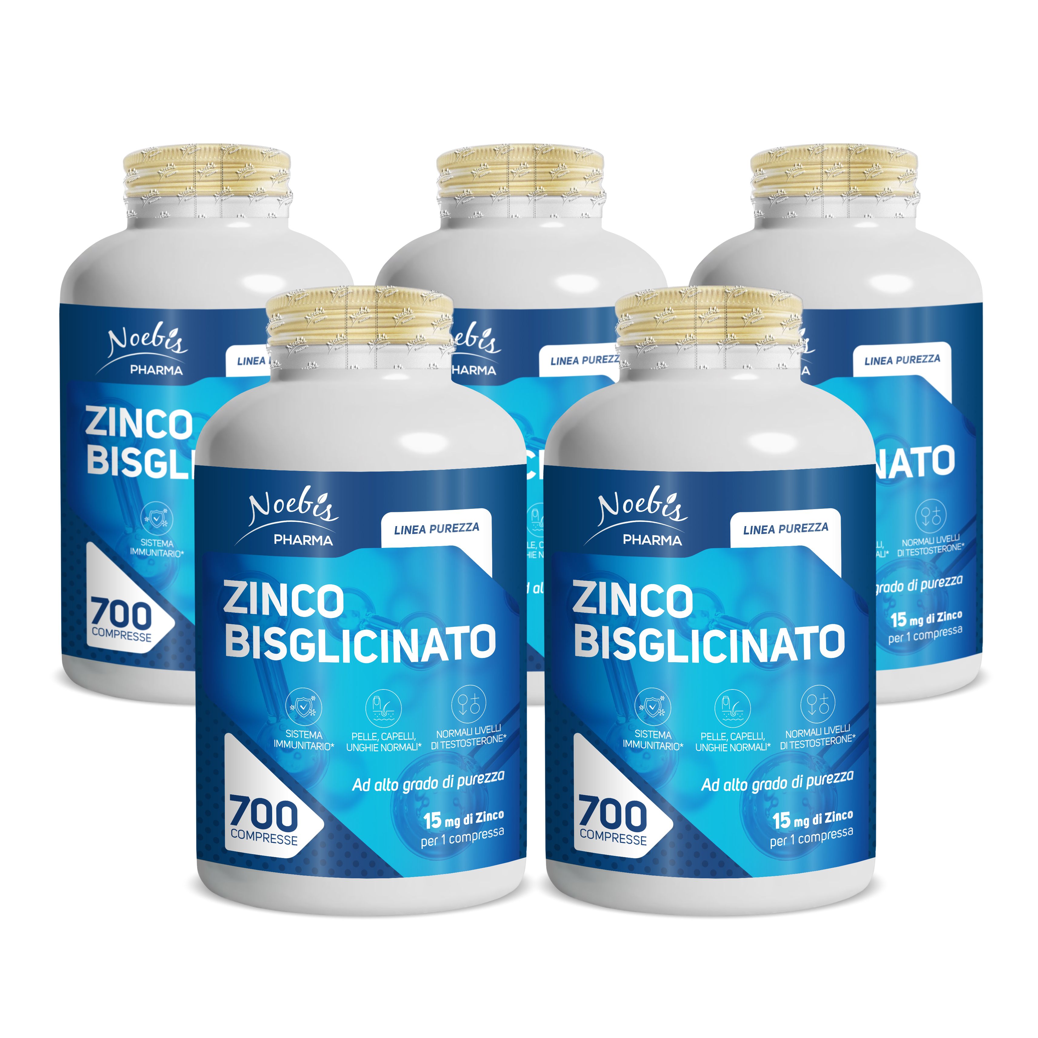 Noebis Pharma Zinco Bisglicinato – 15 mg – 700 Compresse – 1 al Giorno