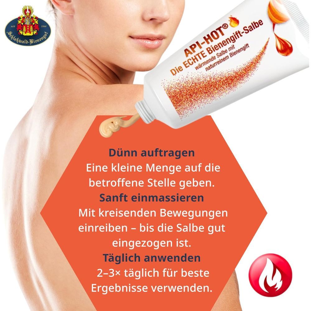 Rückenansicht eines Mannes, aufgetragenes API-HOT® Salbe, Anwendungsanleitung.