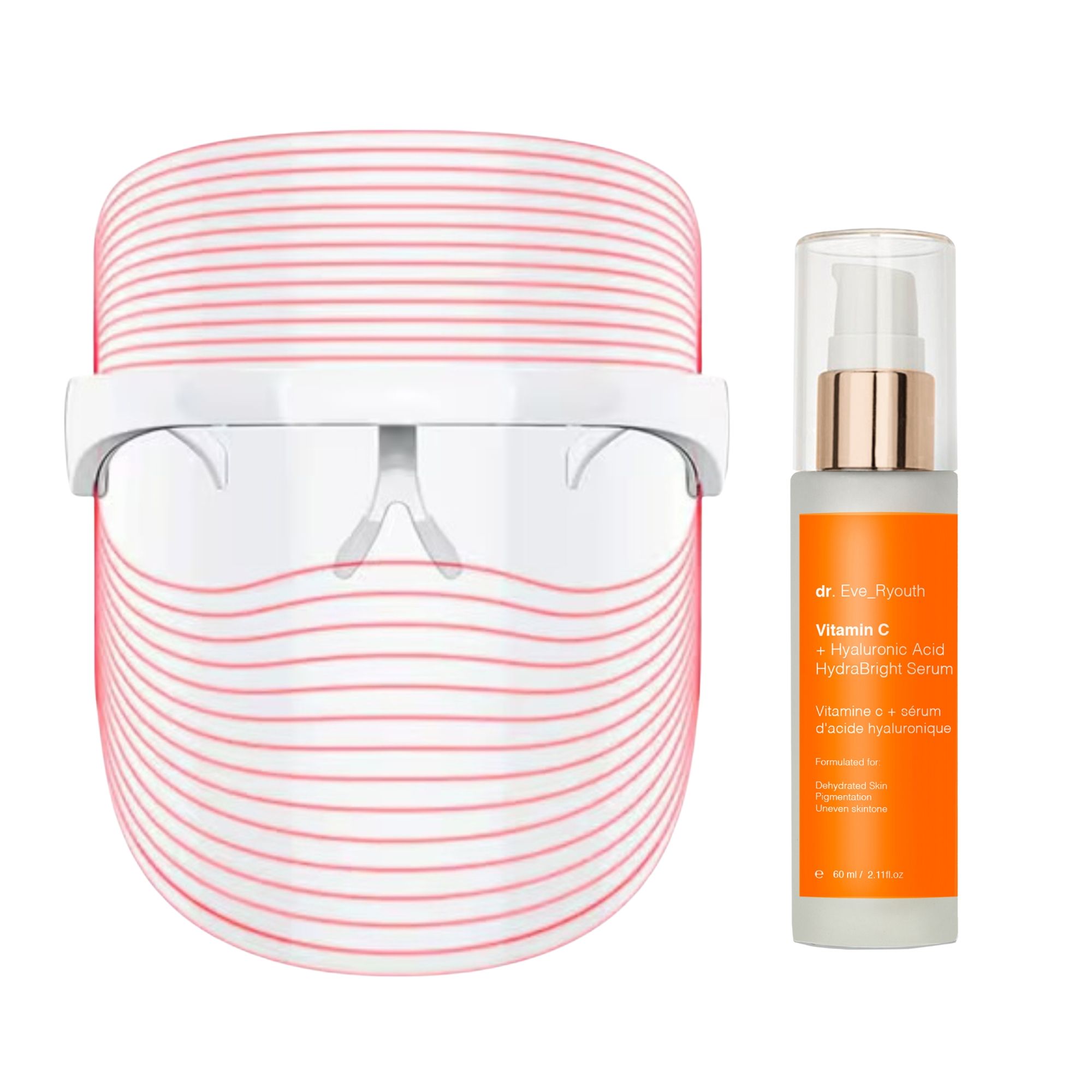 Dr Eve Ryouth Kabellose LED Maske 3 Farben mit Vitamin C Hydrabright Serum