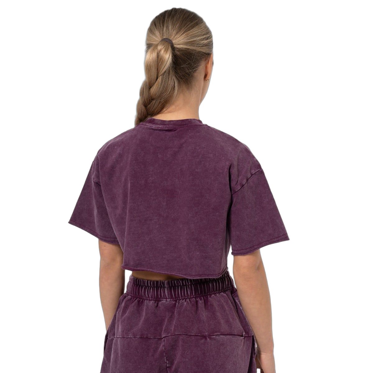 GymBeam T-Shirt Damen Cropped Oversized mit Rundhalsausschnitt Raisin