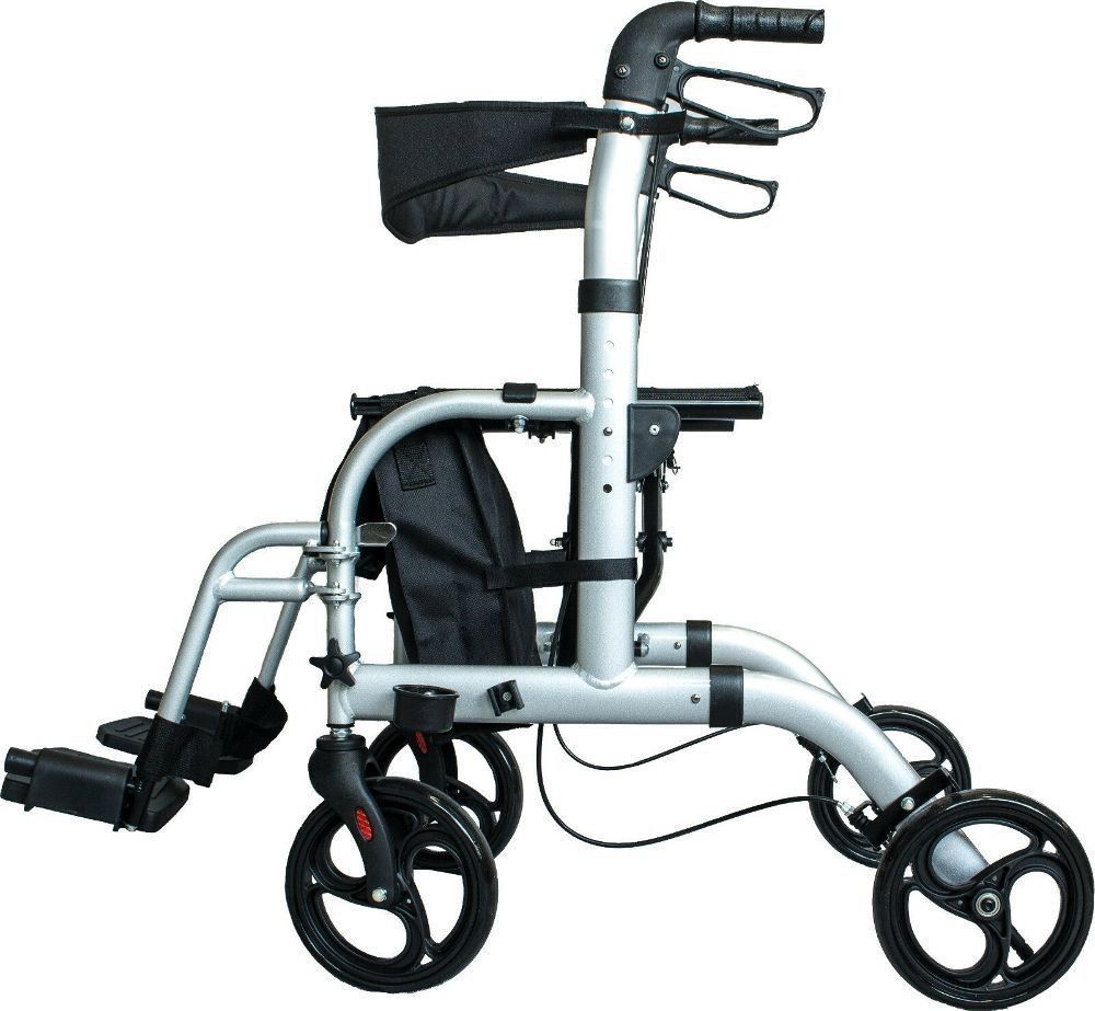 Antar Aluminium Hybrid Rollator Rollstuhl 2 in 1 Transportstuhl Reiserollator