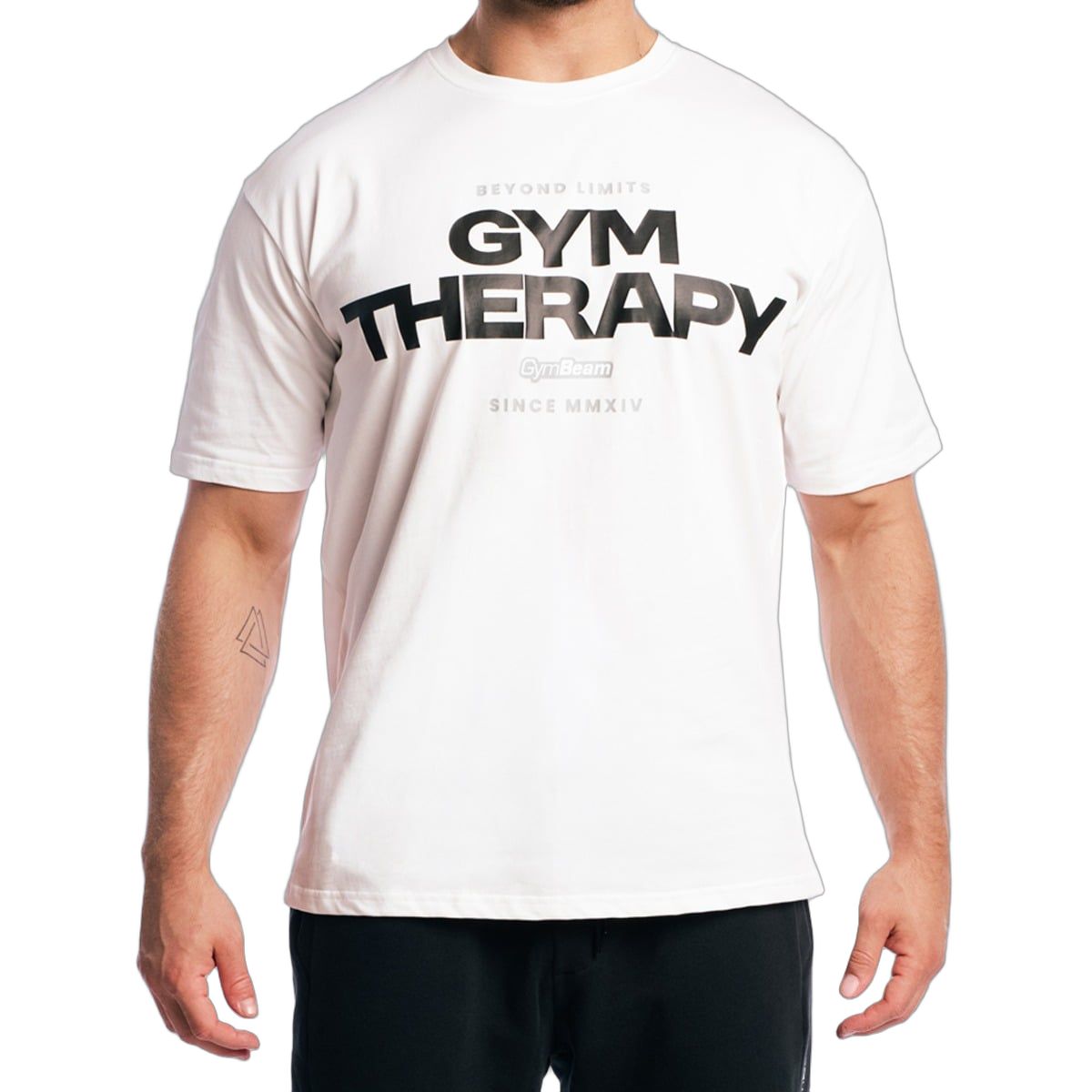 GymBeam T-Shirt Herren Oversized Kurzarm aus Baumwolle in Weiß