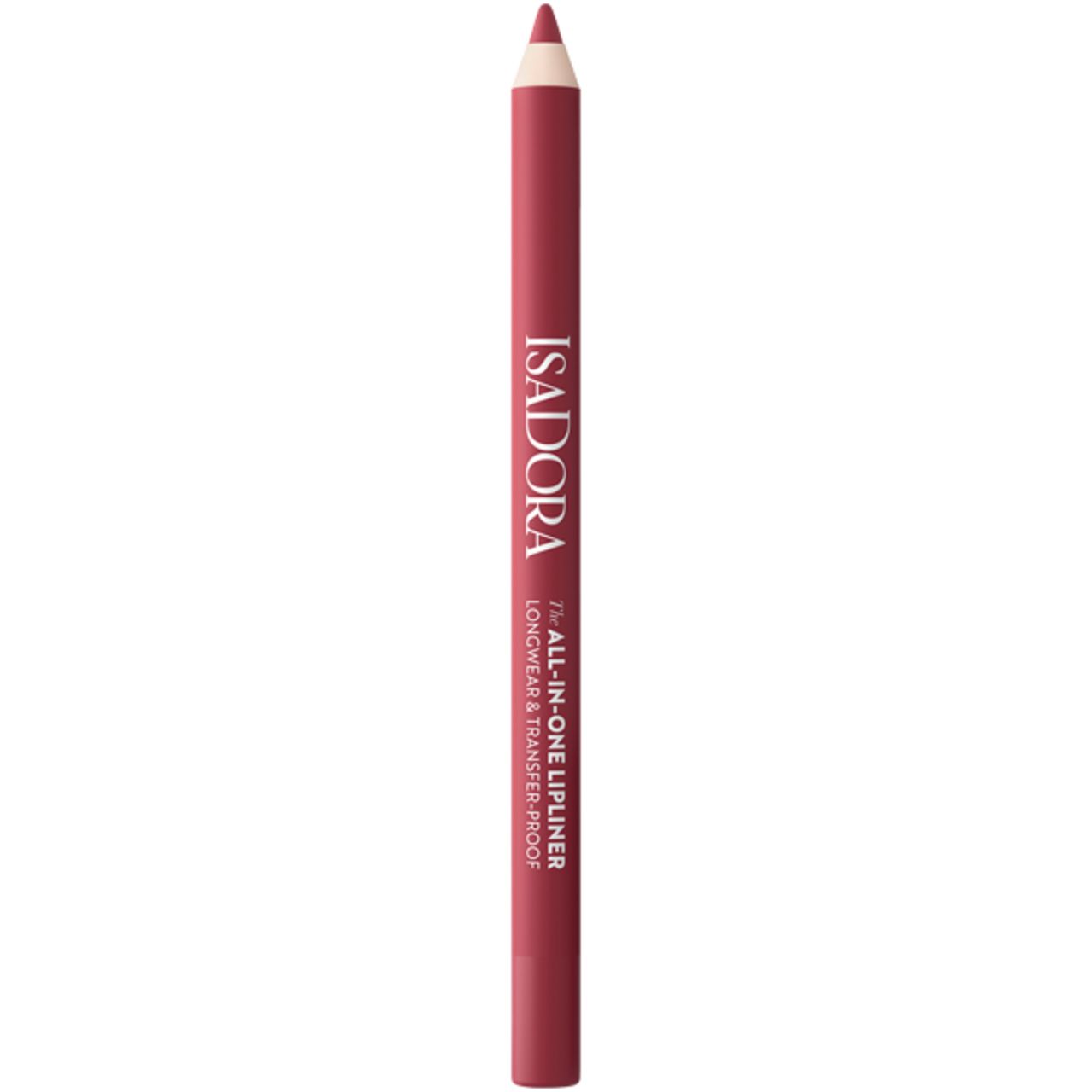 IsaDora All-in-One Lipliner, rot. Stift mit Spitze, Markenname und Produktbezeichnung. Lang anhaltend und übertragungsfest.