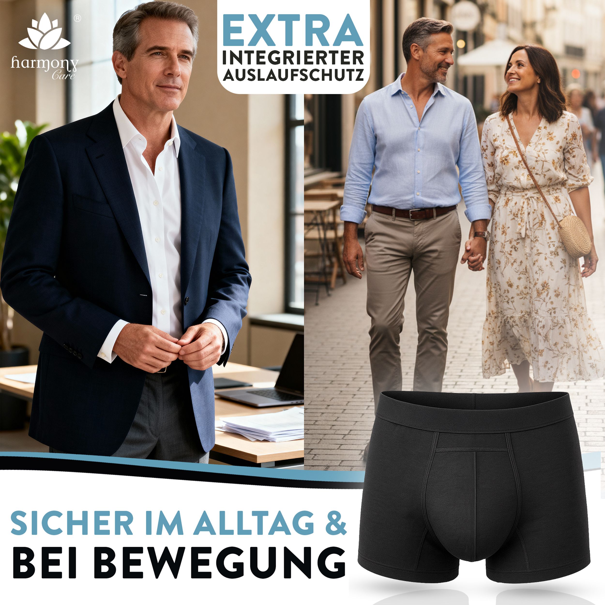 Harmony Care® Premium waschbare Inkontinenz Pants Männer - extra auslaufsicher