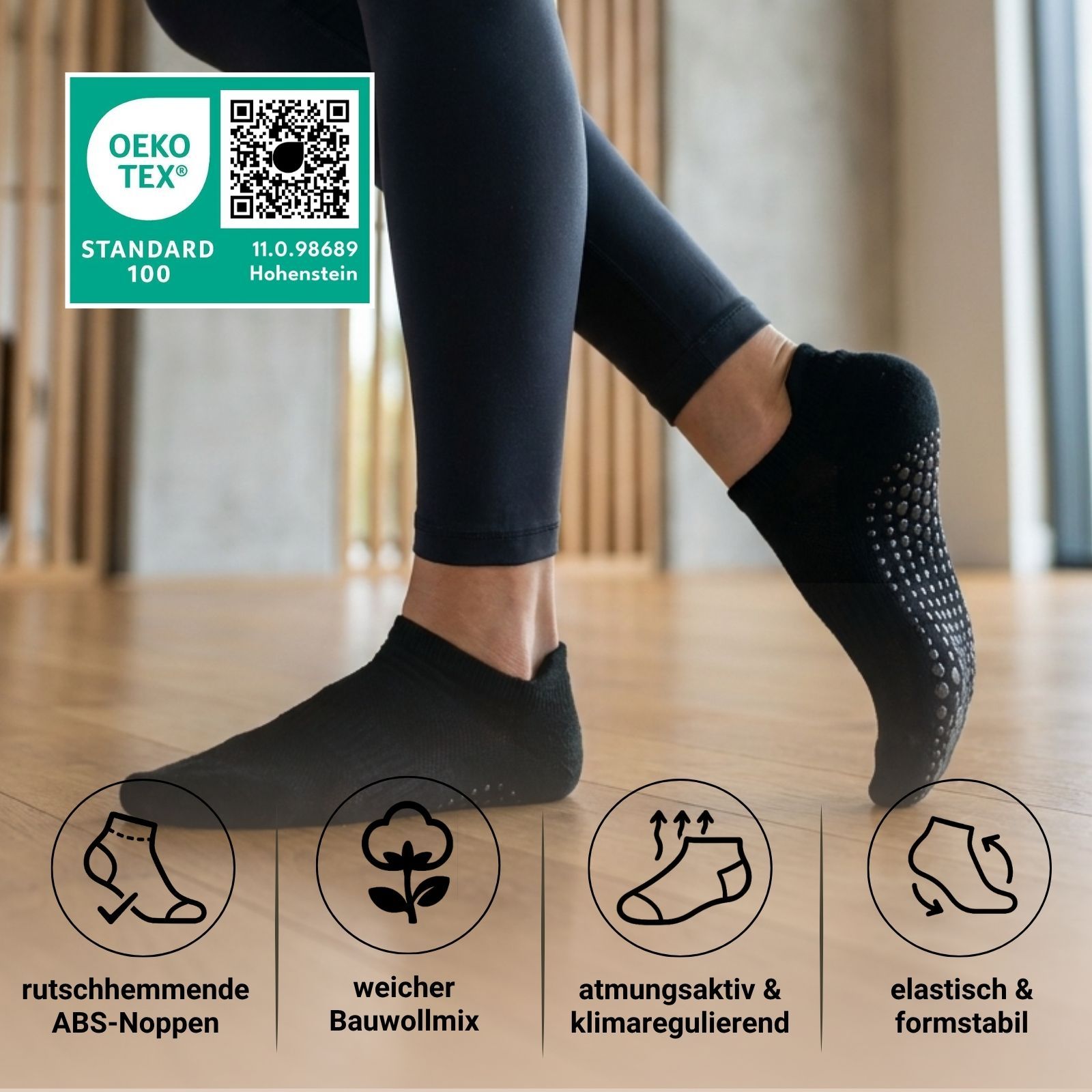 Yoga & Pilates Sportsneakersocken mit ABS-Sohle für Damen & Herren