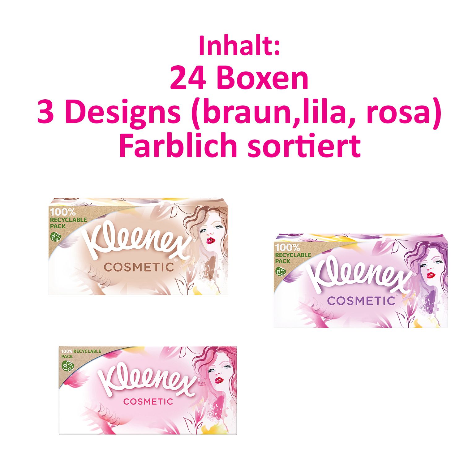 Kleenex Cosmetic Kosmetiktücher-Box Taschentücher extra-weich 3-lagig 24x80 St