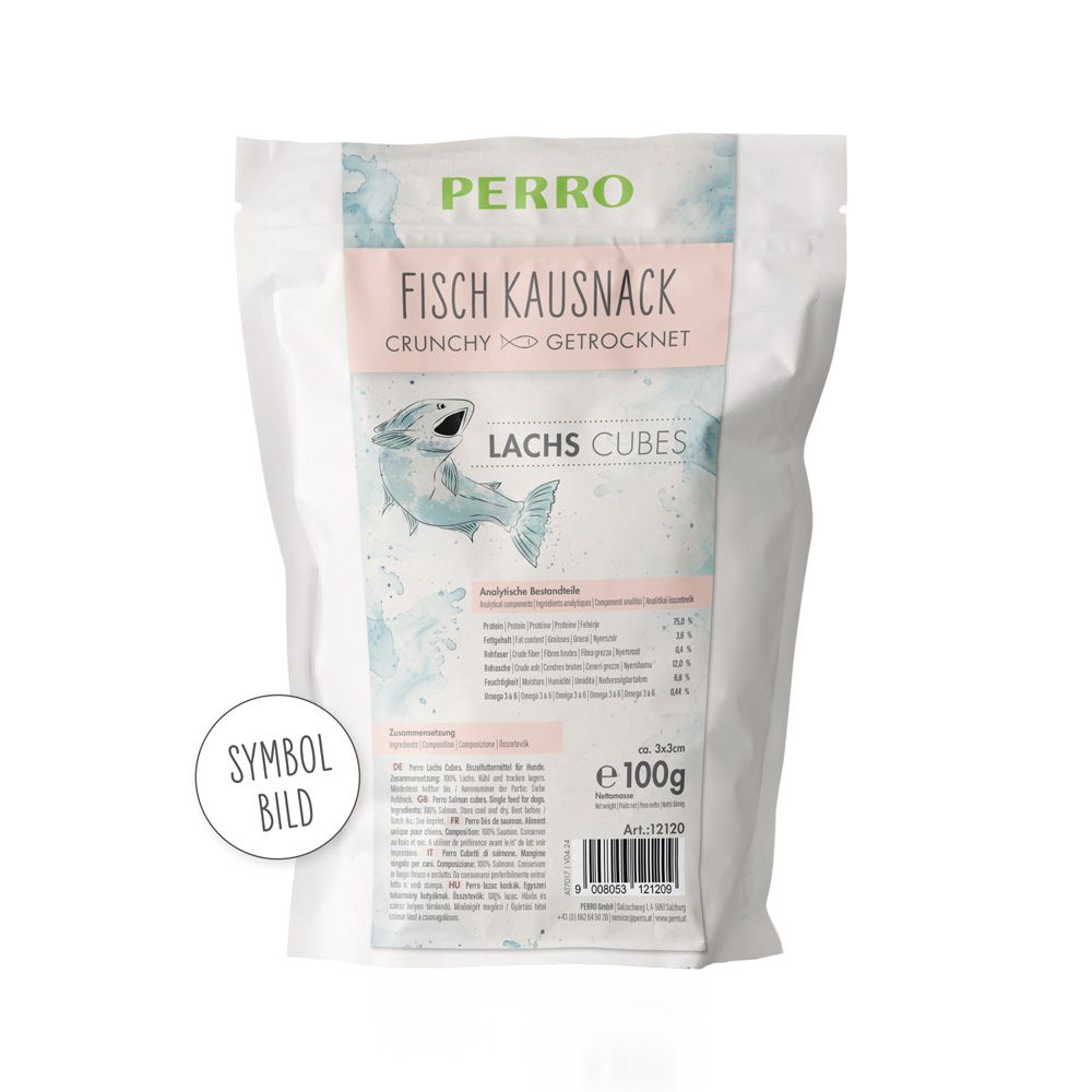 PERRO Fisch Kausnack Lachs Cubes - Trainingssnack für Hunde