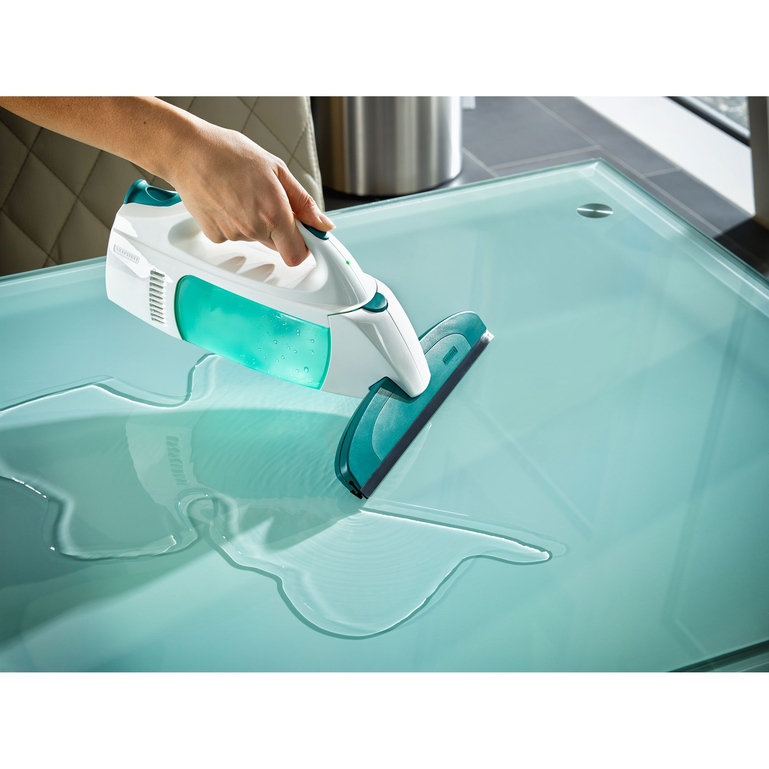Leifheit Fenstersauger Dry&Clean 4-tlg., Fensterreiniger, Akku Fensterputzer, mit Absaugdüse