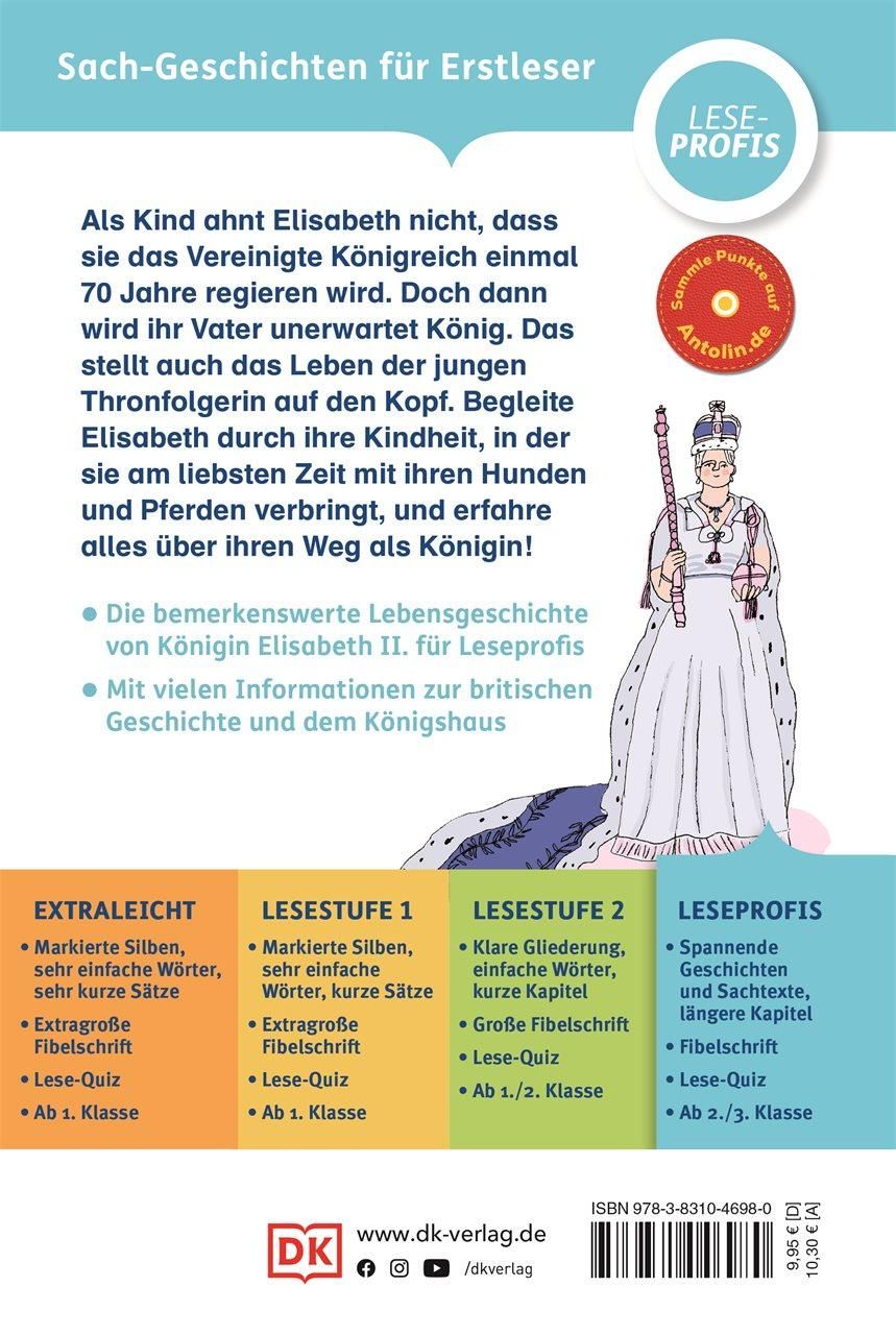 Buchrückseite mit Text und Illustrationen. Titel: "Sach-Geschichten für Erstleser".