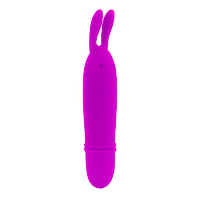 Lila Vibrator in Hasenform. Mit zwei Ohren und abgerundeter Spitze.