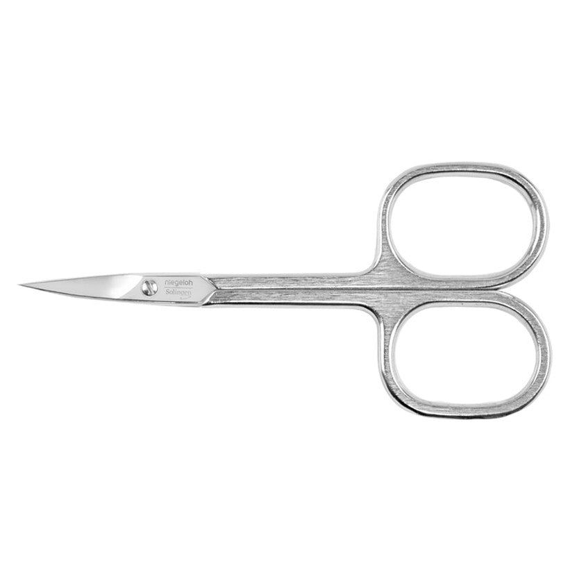 Nickel-Nagelzange. Metallfarben. Mit ovalen Griffen und spitzer Spitze. Marke Niegeloh Solingen.