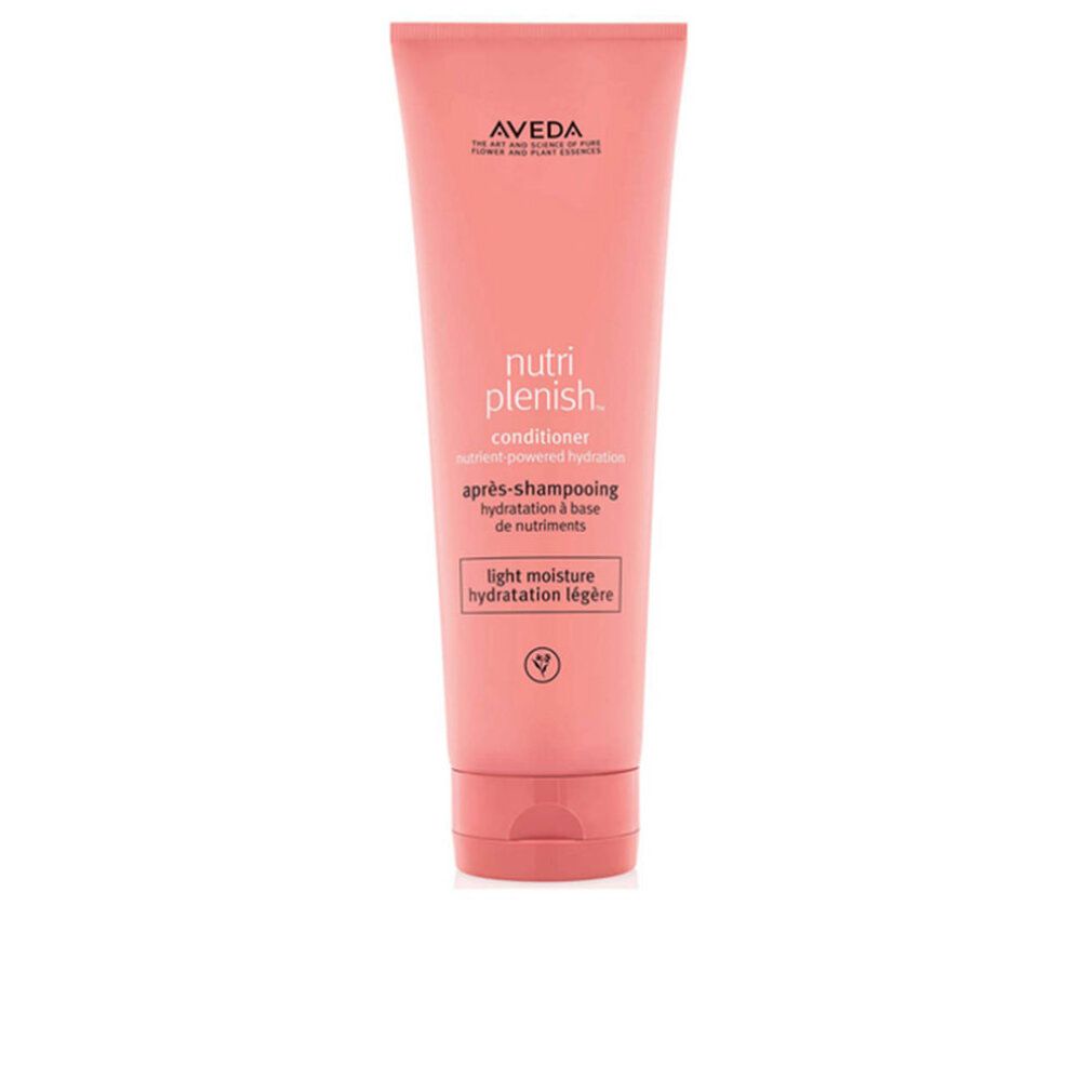 Aveda Nutriplenish Balsamo Idratante Leggero. Rosa Tube mit Schriftzug. Produktname und Marke deutlich sichtbar.
