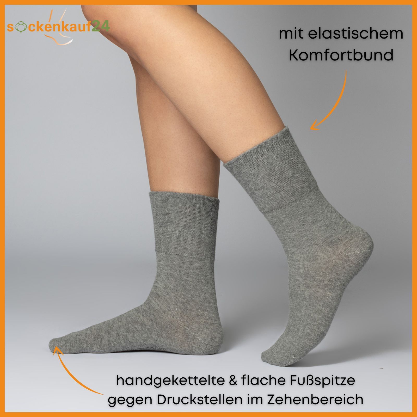 Diabetiker Socken ohne Gummi & ohne Naht aus 97% Baumwolle für Damen und Herren