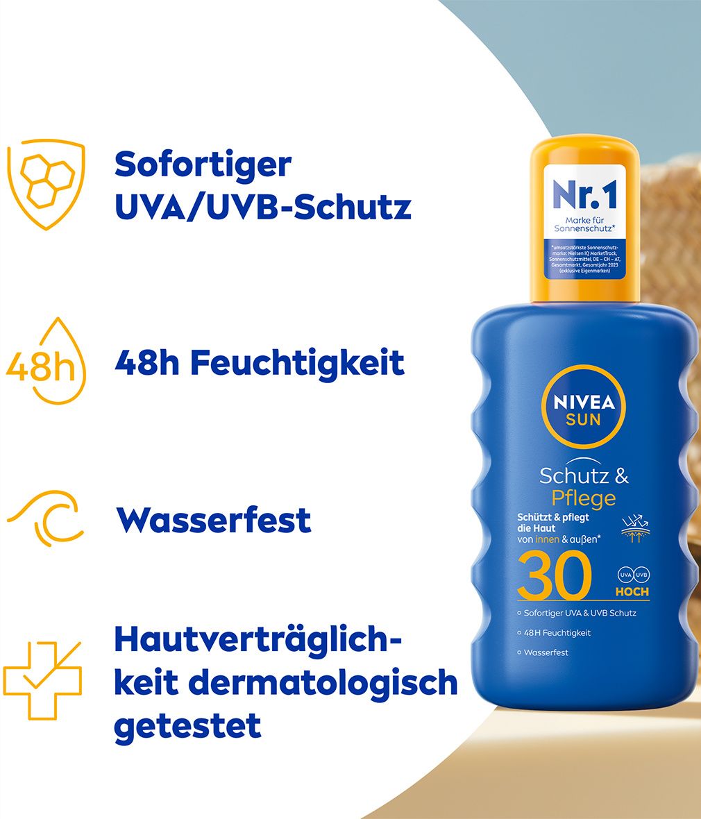 NIVEA SUN Schutz & Pflege Sonnenspray Wasserfest LSF30