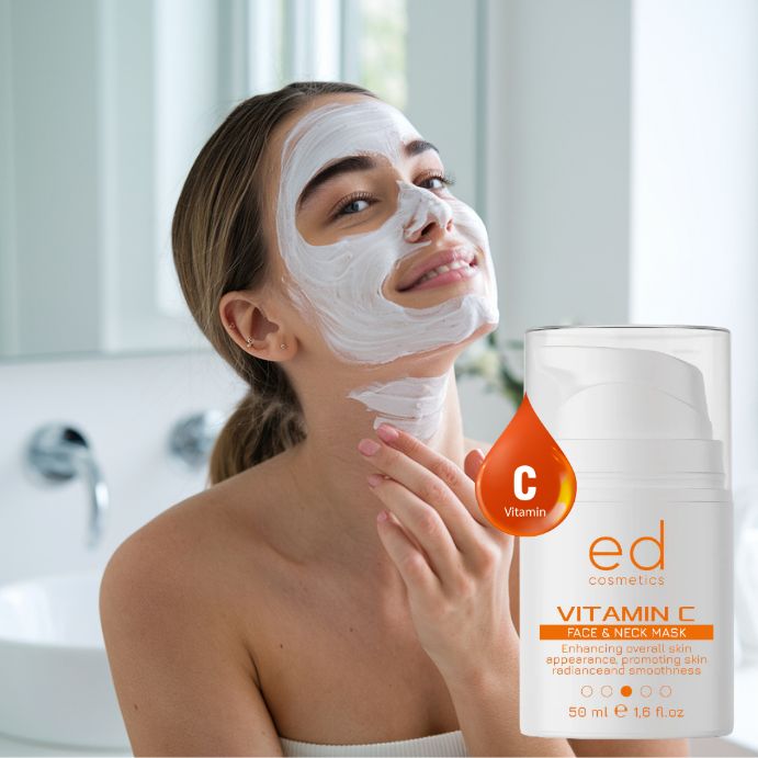ED COSMETICS Vitamin C Gesichts- & Halsmaske – Aufhellung, Feuchtigkeit & ANTI-AGING