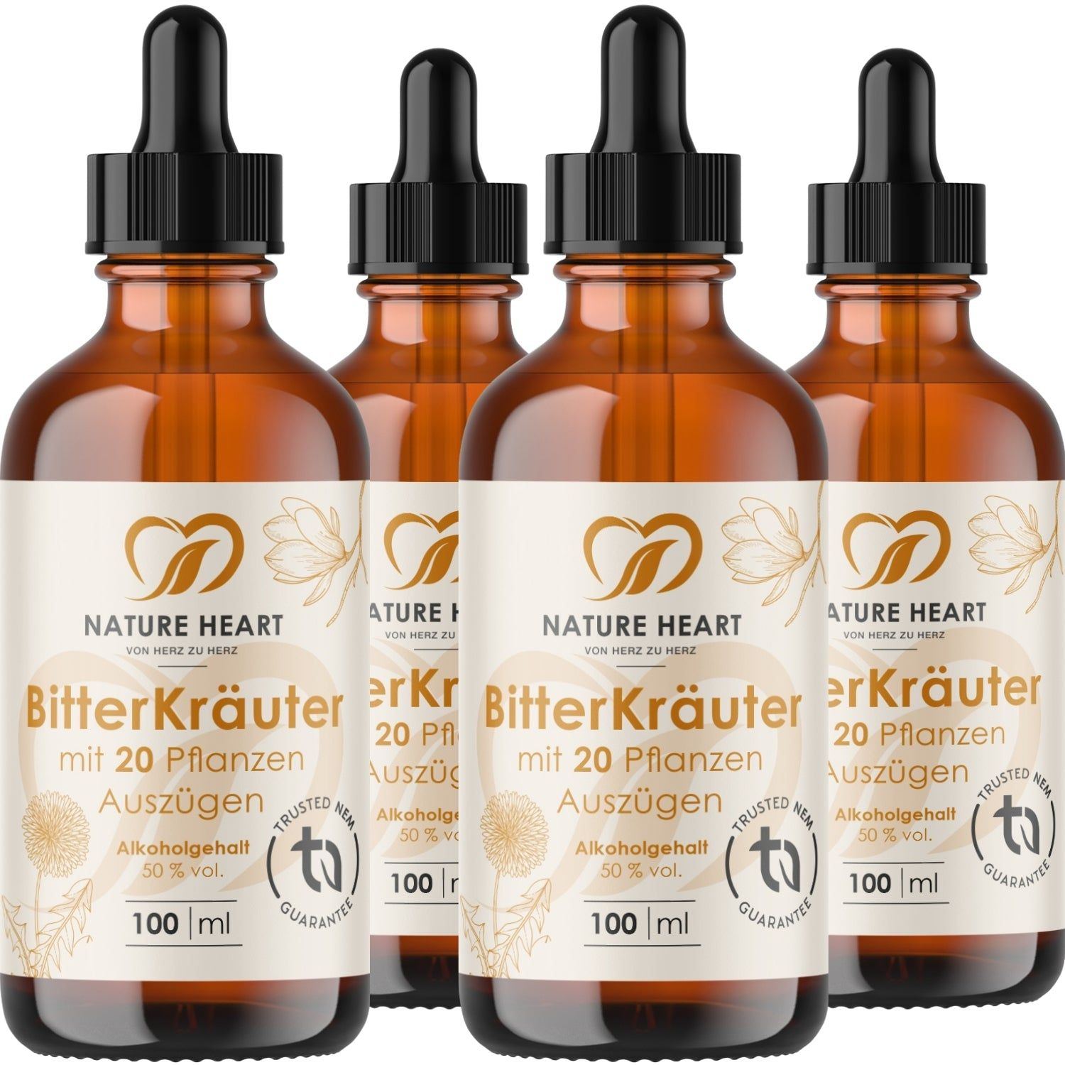 Nature Heart BitterKräuter - Bitterstoffe Tropfen 4x100 ml