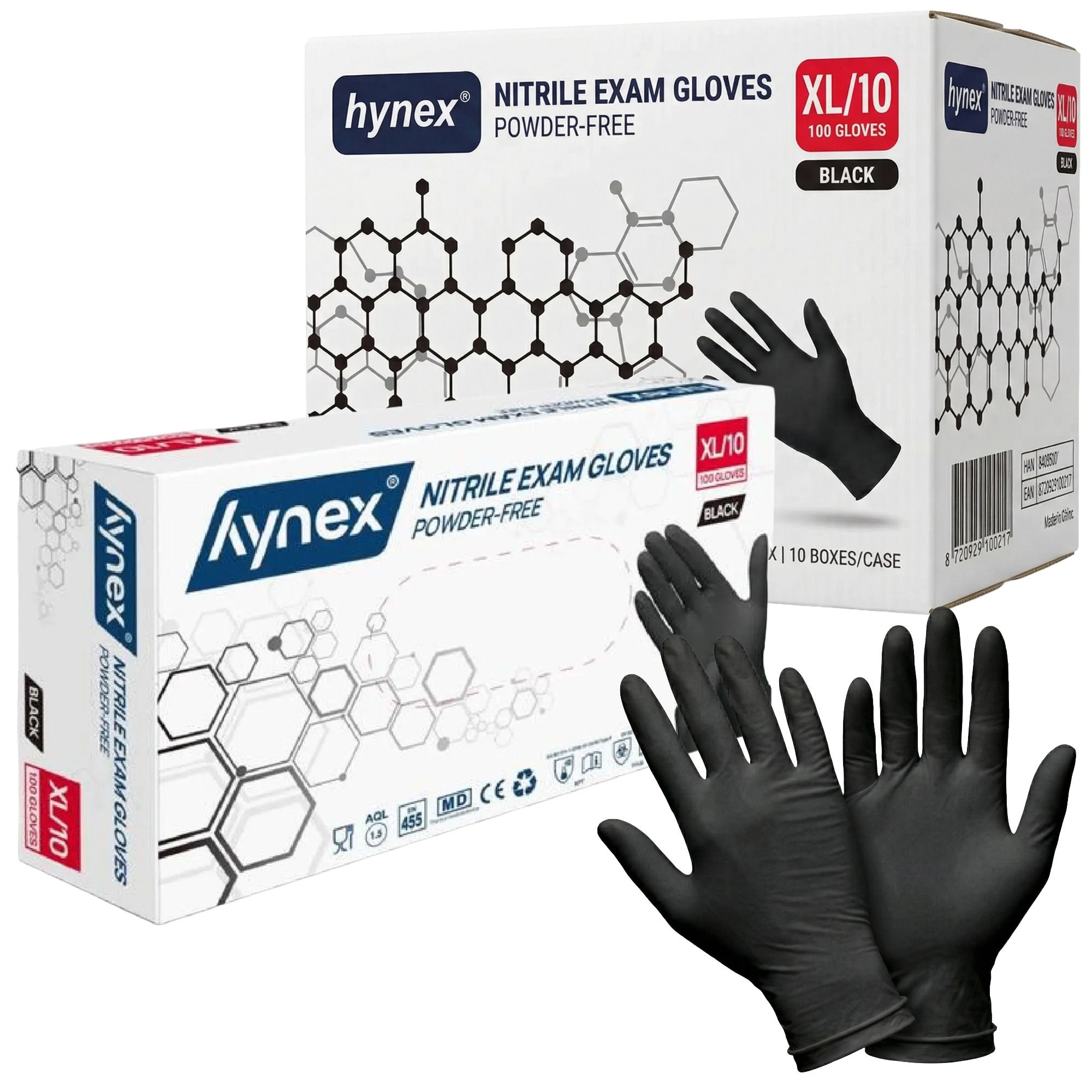 Hynex Nitrilhandschuhe schwarz 3,5g puderfrei Einweghandschuhe 1000 St