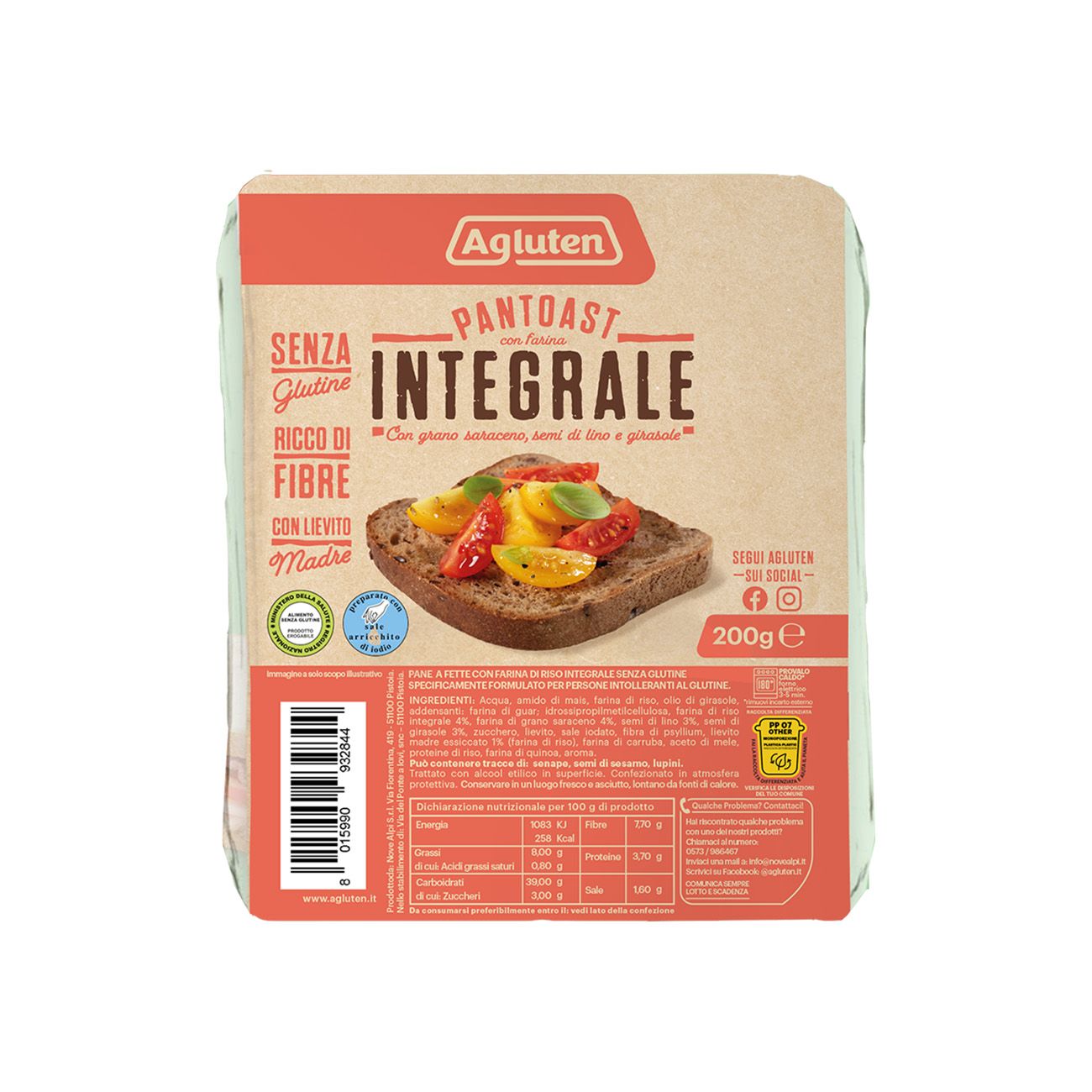 PanToast con Farina Integrale Senza Glutine - Agluten