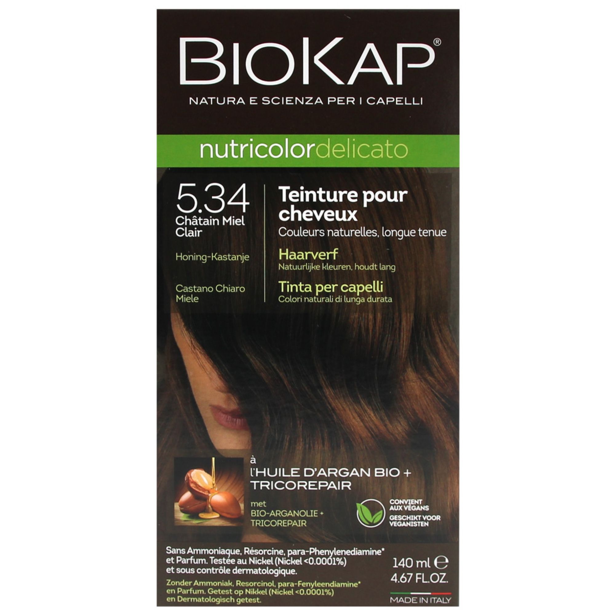 Biokap Nutricolor Delicato Permanent Tint (Haarfärbung : Kastanienbraun) 7,5x6x17 cm