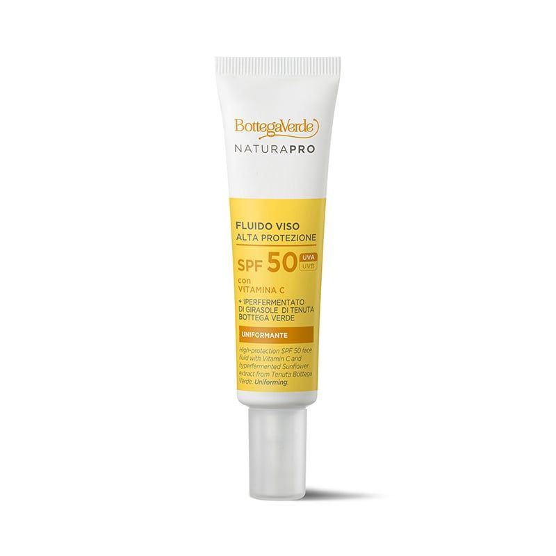 Bottega Verde Fluido viso alta protezione SPF 50. Uniformante