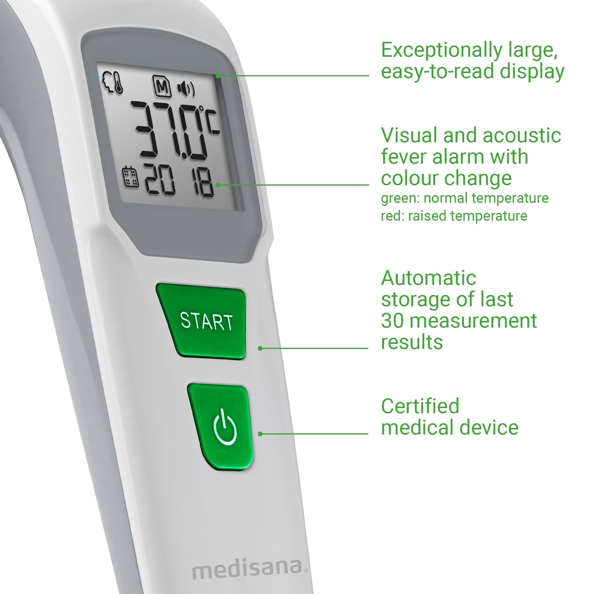 medisana TM 760 digitales Stirnthermometer für Babys, Kinder & Erwachsene mit visuellem Fieberalarm