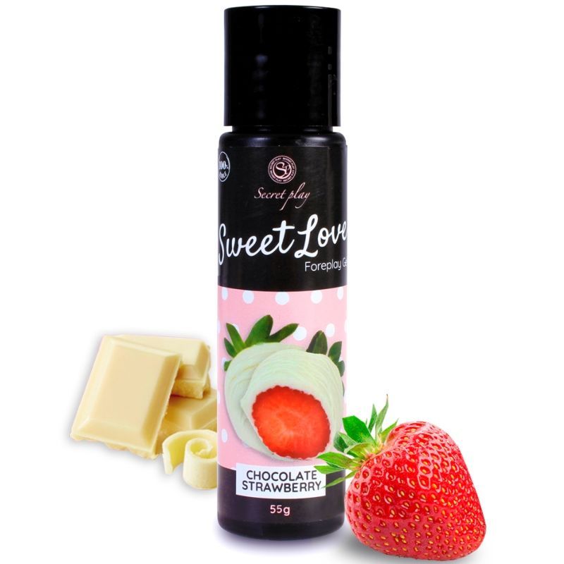 Flasche Secret Play Sweet Love Foreplay Gel mit Erdbeere und weißer Schokolade. 55g.
