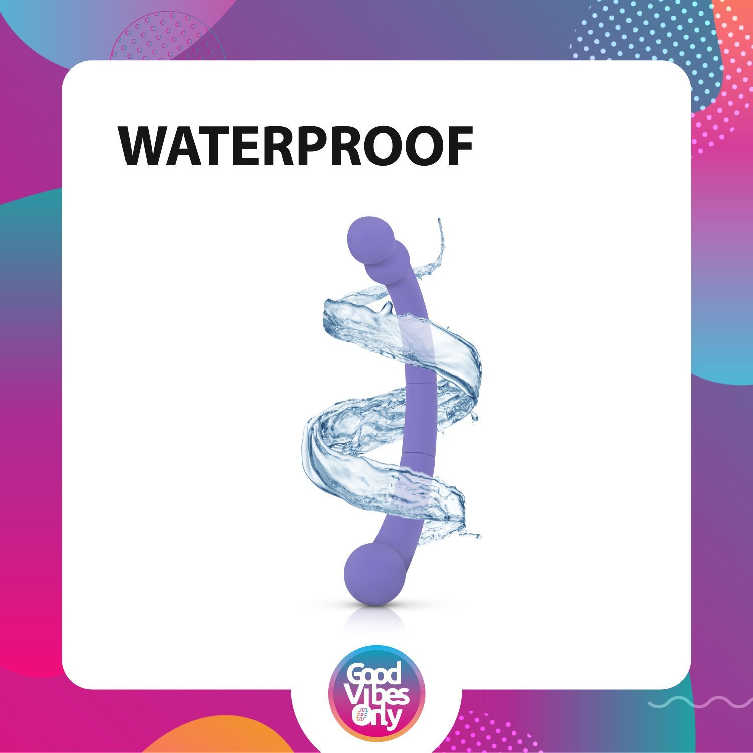 Lila Produkt mit Wasser umgeben. Produkt ist wasserdicht.