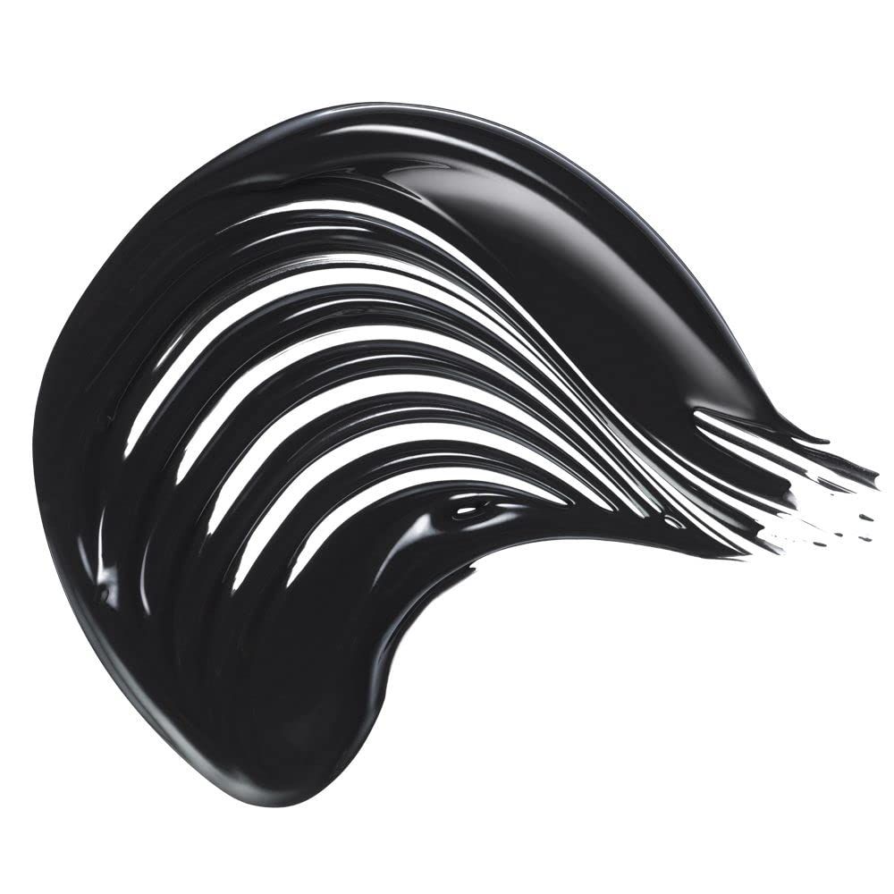 Schwarzer Mascara-Strich auf weißem Hintergrund. Glänzende Textur.