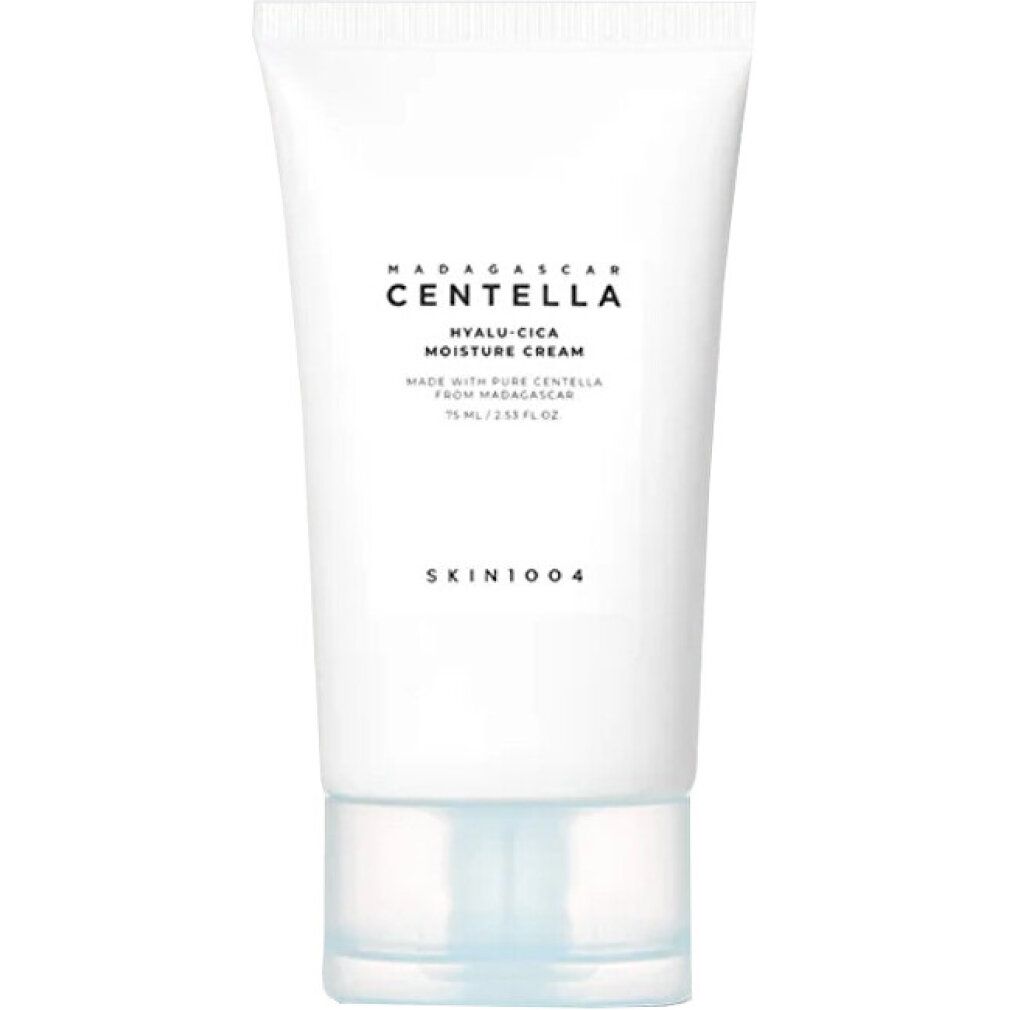SKIN1004 Madagaskar Centella Hyalu-Cica Feuchtigkeitscreme Tube mit einem blauen Klecks Creme.