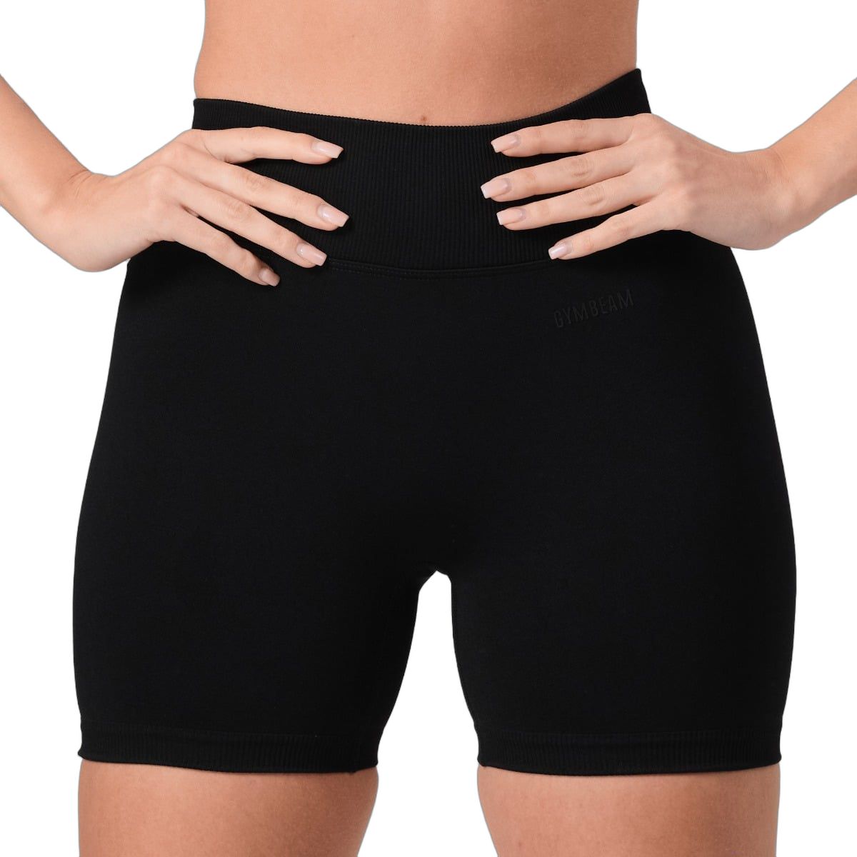 GymBeam Shorts Damen slim mit hoher Taille und Gummizug Black