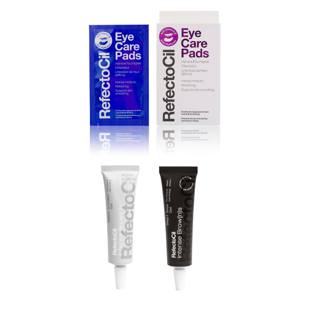 RefectoCil Base Gel Schwarzbraun & Intense Brow[n]s Activator Eye Care Pads Set 15 ml Creme