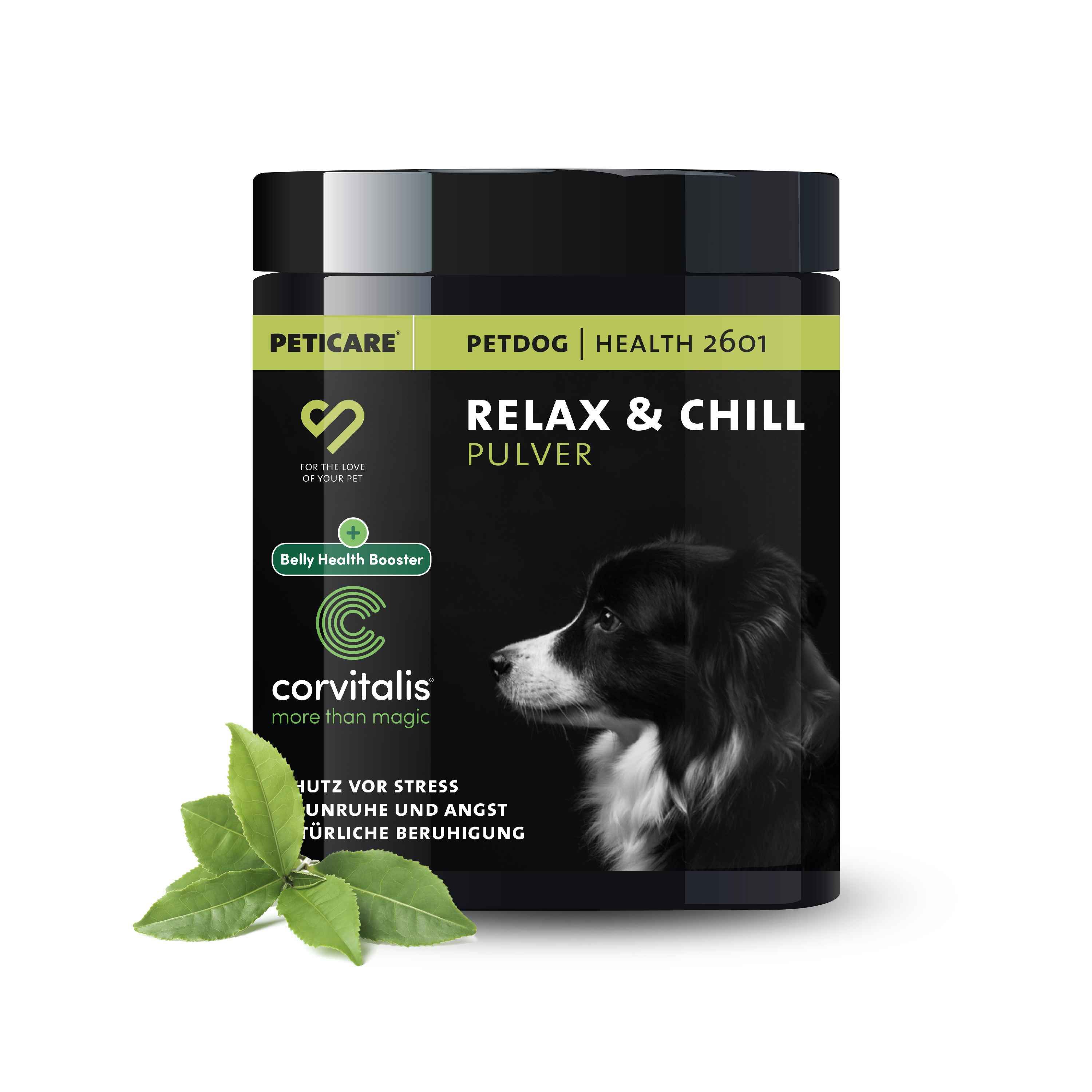 Peticare Entspannung Relax-Pulver Mix für Hunde, natürliche Hilfe bei Stress & Angst