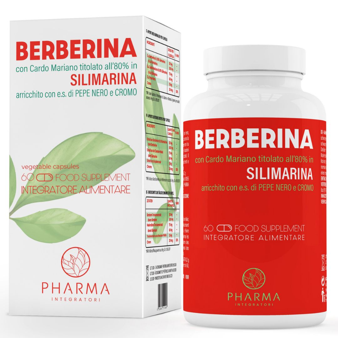 Berberina 500mg con Silimarina, Pepe Nero, Cardo Mariano e Cromo - Favorisce il Metabolismo