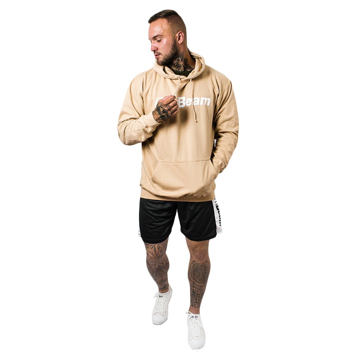 GymBeam Herren Hoodie PRO mit Kapuze und regulärer Passform in Sand