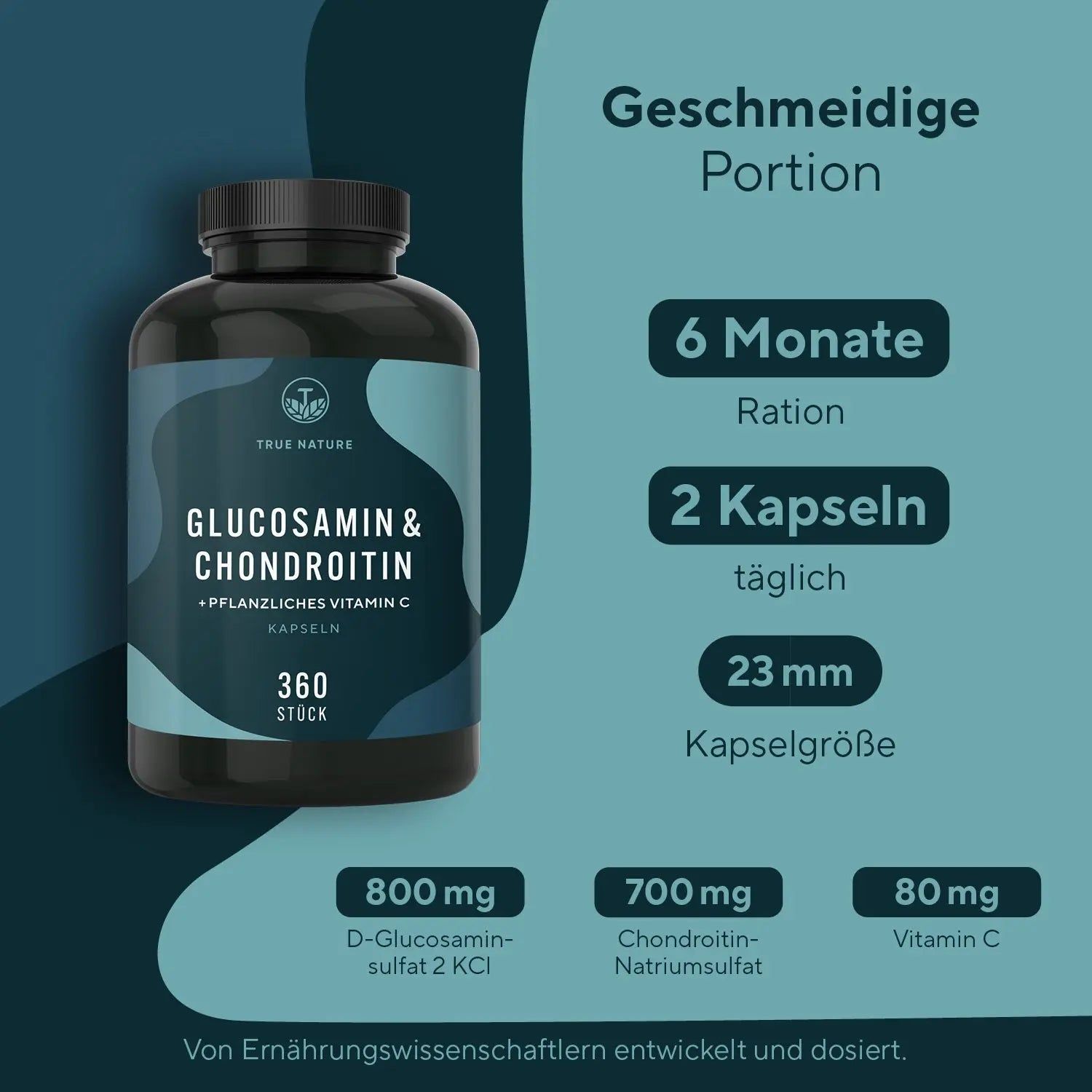 TRUE NATURE® Glucosamin & Chondroitin Kapseln mit Vitamin C